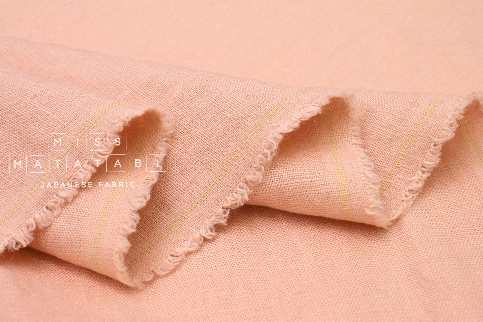 Japanese Fabric 100% washed linen - peach -  50cm
