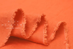 Japanese Fabric 100% washed linen - coral orange -  50cm