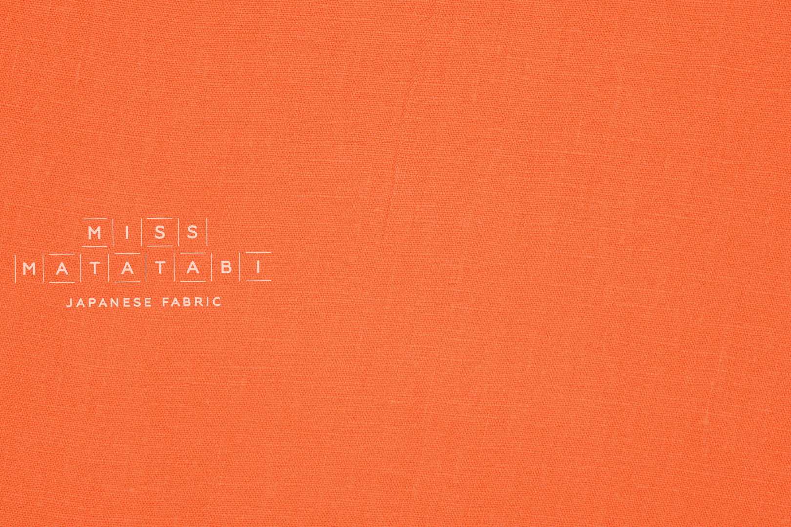 Japanese Fabric 100% washed linen - coral orange -  50cm