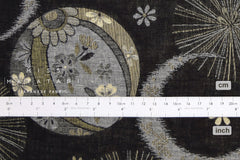 Japanese Fabric - Yarn Dyed Jacquard Temari Matsu  - black, latte - 50cm