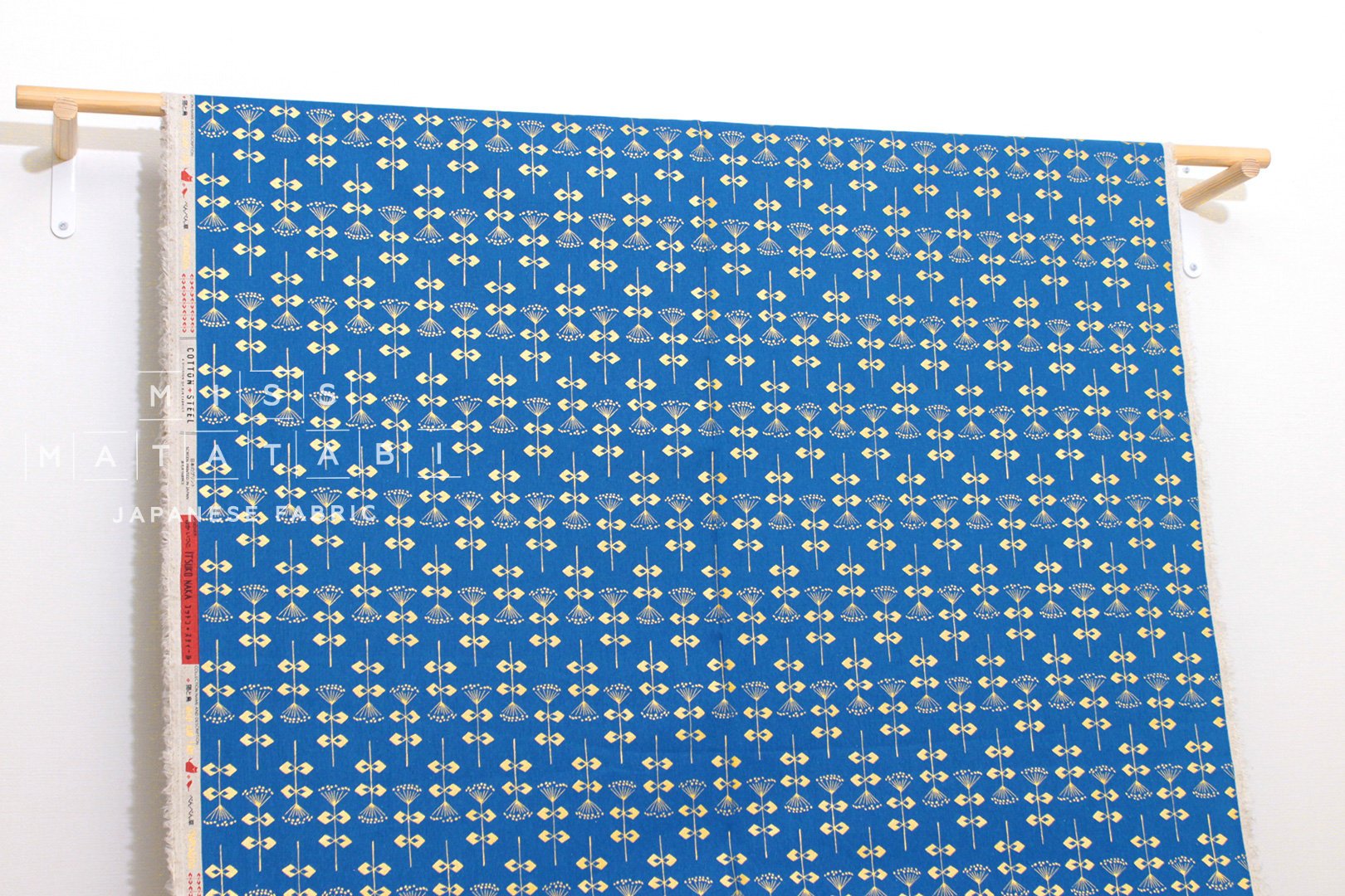 Japanese Fabric Cotton + Steel Neko and Tori Canvas - Penpengusa - blue metallic - 50cm