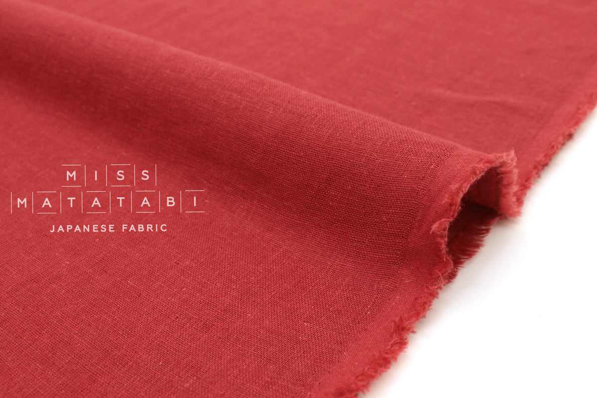 Japanese Fabric Kobayashi Solid  Linen Cotton Double Gauze - red - 50cm