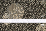 Japanese Fabric - Yarn Dyed Jacquard Dainty Floral Temari - black, latte - 50cm