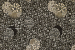 Japanese Fabric - Yarn Dyed Jacquard Dainty Floral Temari - black, latte - 50cm