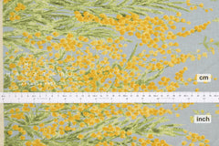 Japanese Fabric Mimosa Border -  yellow, blue - 50cm