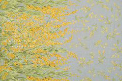 Japanese Fabric Mimosa Border -  yellow, blue - 50cm