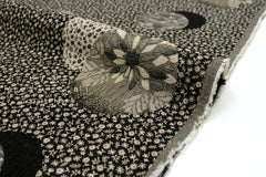 Japanese Fabric - Yarn Dyed Jacquard Dainty Floral Temari - black, latte - 50cm