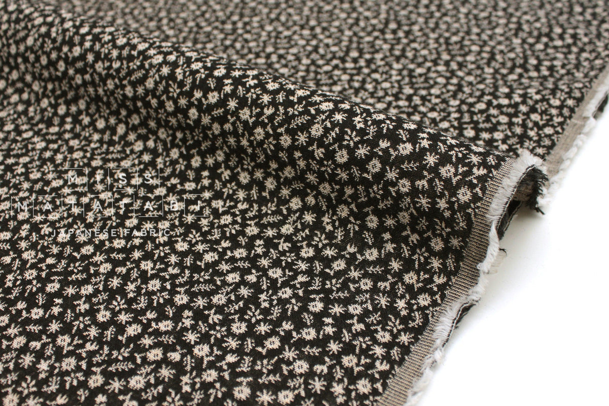 Yarn Dyed Jacquard Dainty Floral - black, latte