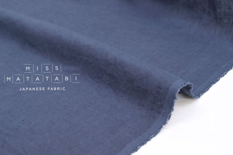 Japanese Fabric 100% washed linen - storm blue 15 - 50cm