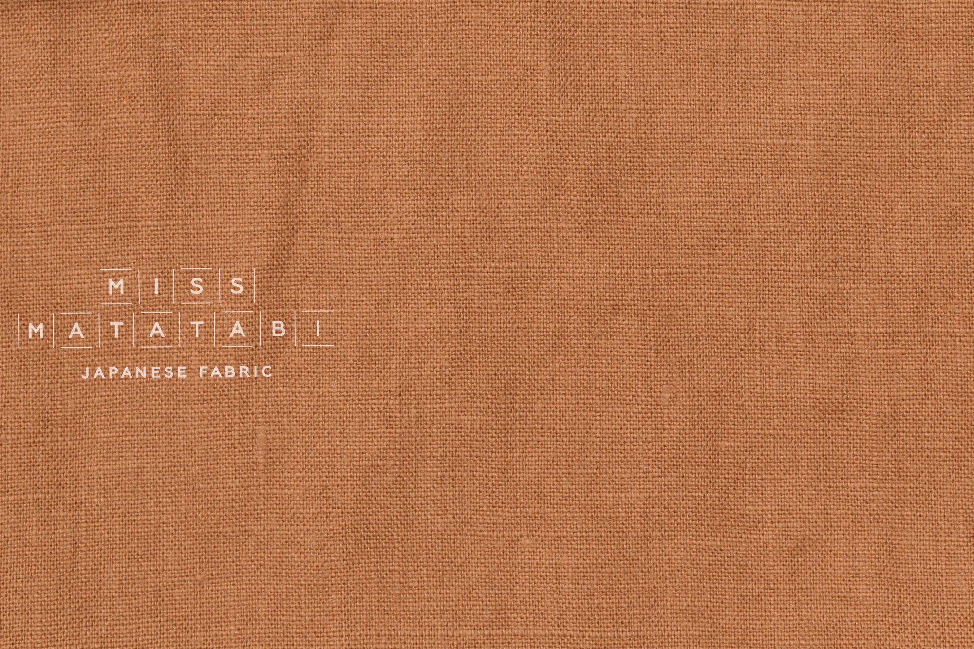 Japanese Fabric 100% washed linen - terracotta -  50cm