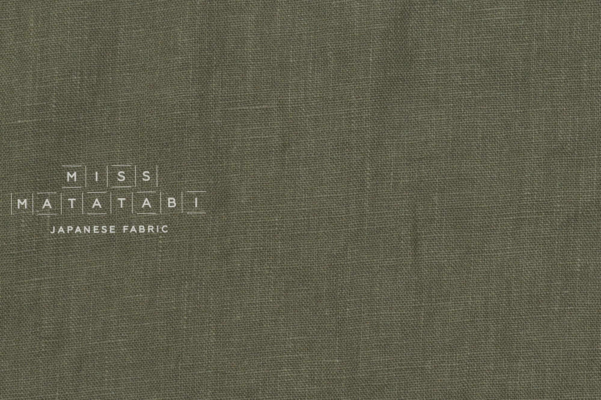 Japanese Fabric 100% washed linen - olive green -  50cm