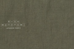 Japanese Fabric 100% washed linen - olive green -  50cm