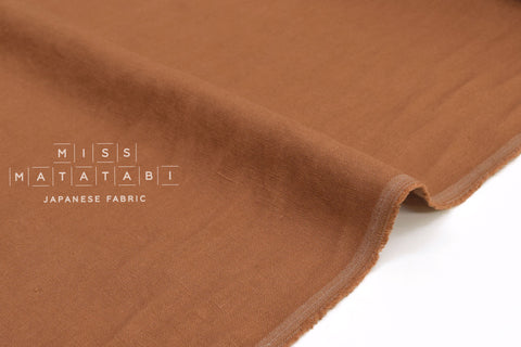Japanese Fabric 100% washed linen - terracotta -  50cm