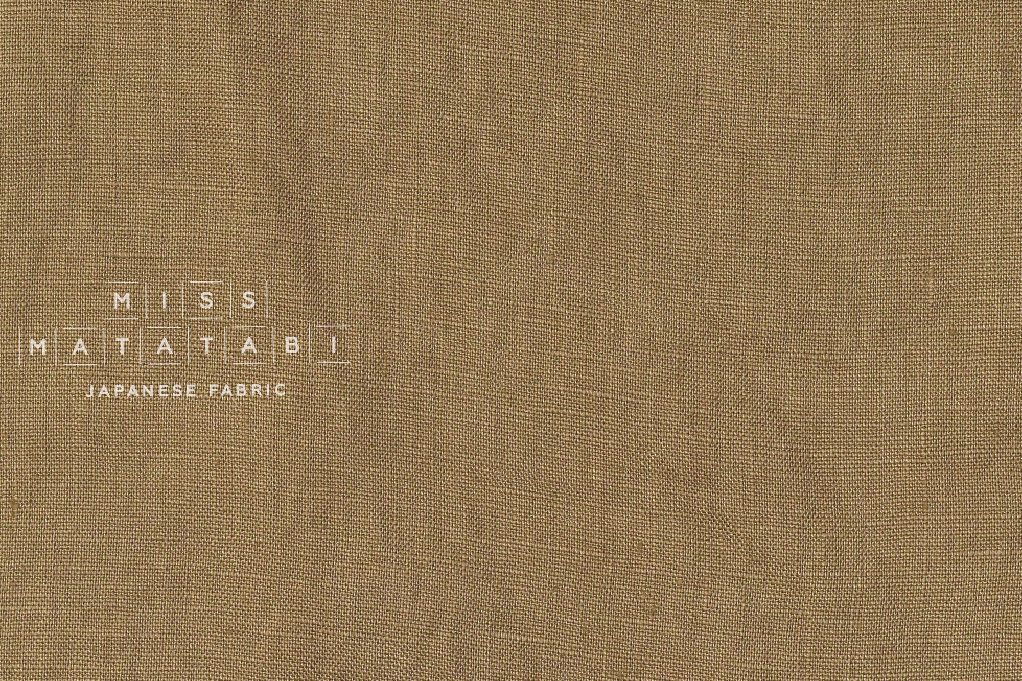 Japanese Fabric 100% washed linen - khaki green -  50cm