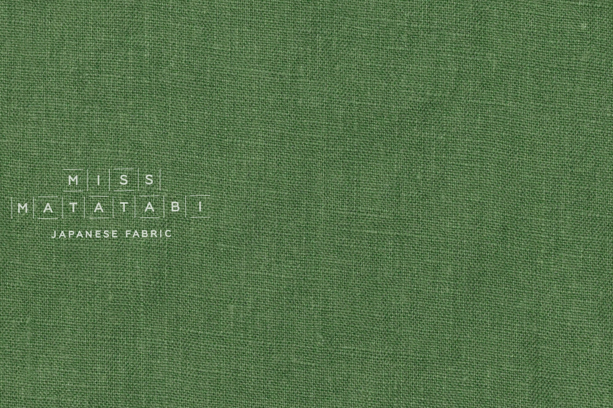 Japanese Fabric 100% washed linen - green -  50cm
