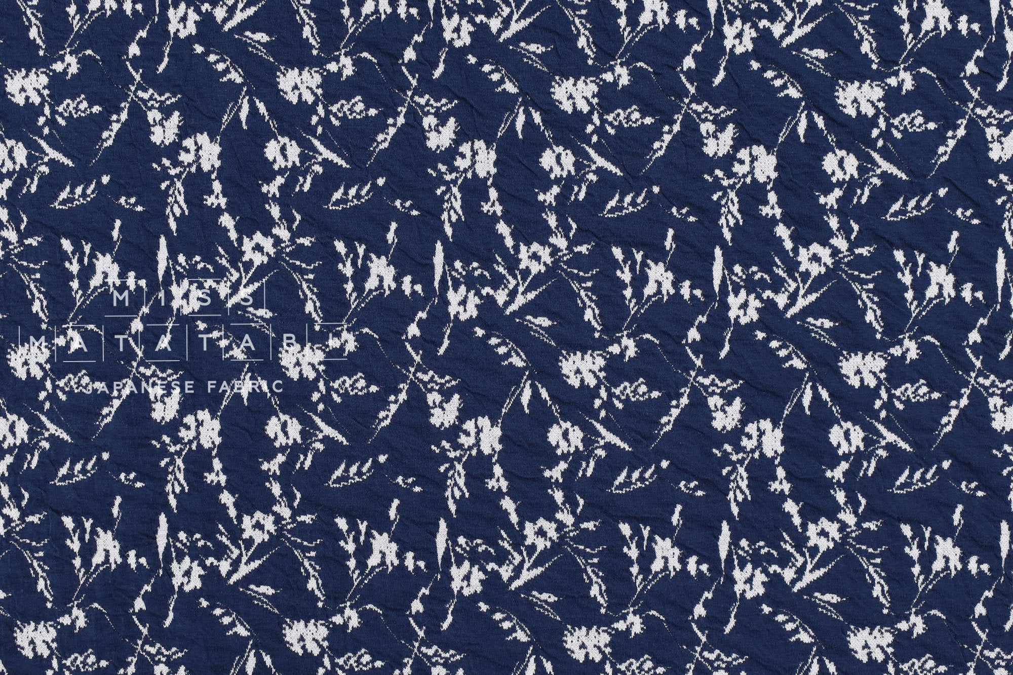 Japanese Fabric Yarn Dyed Jacquard Double Knit - navy, cream grey - 50cm