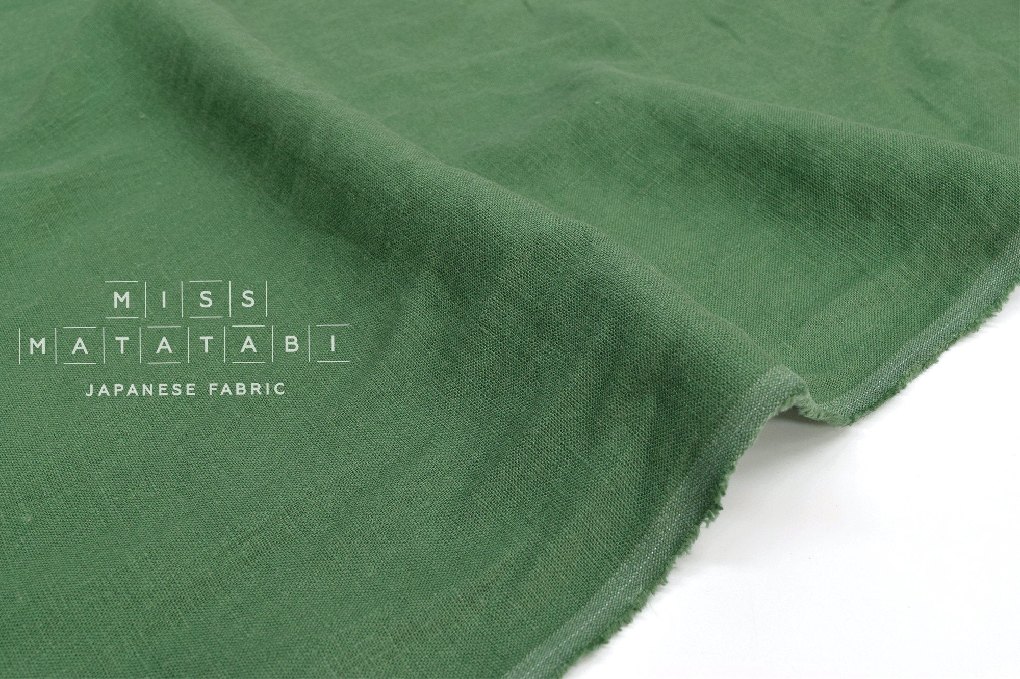 Japanese Fabric 100% washed linen - green -  50cm