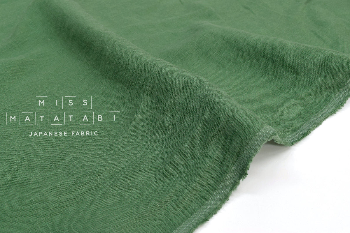 Japanese Fabric 100% washed linen - green -  50cm