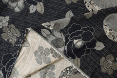 Japanese Fabric - Yarn Dyed Woven Tsubaki Tsuki jacquard - black, latte - 50cm
