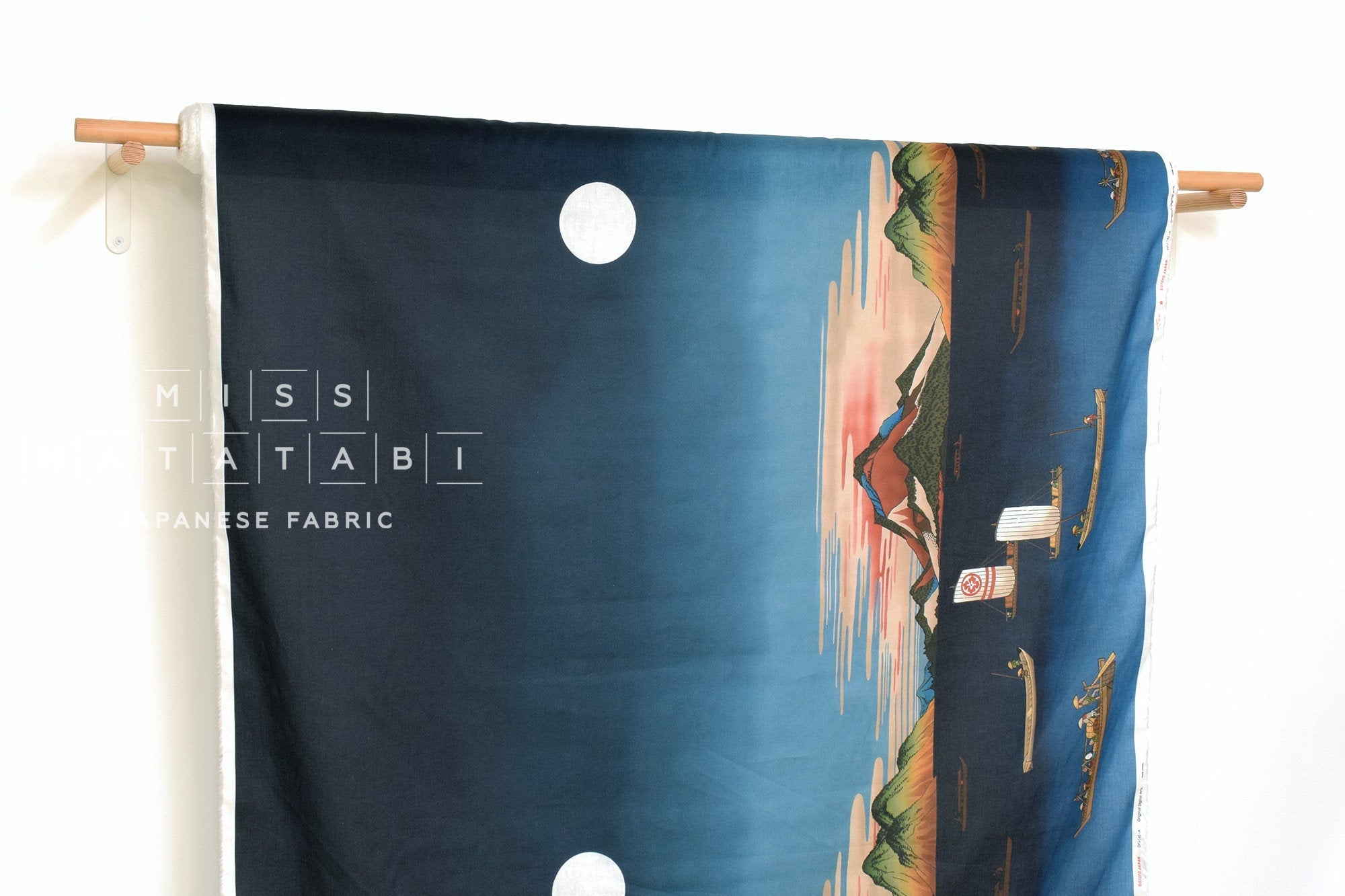 Japanese Fabric Mangetsu to Kobune  - panel