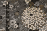 Japanese Fabric Yarn Dyed Jacquard Woven Flower Pond - black, latte - 50cm