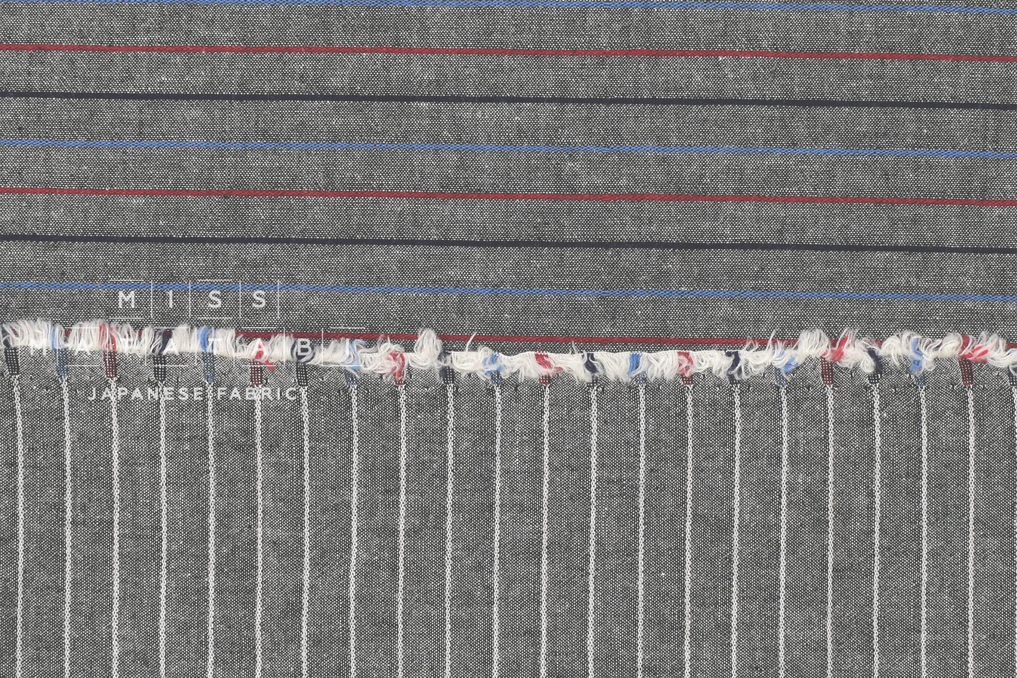 Japanese Fabric Yarn Dyed Reversible Stripes - dark navy, red, blue - 50cm
