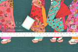 Japanese Fabric Maiko Border Dobby - teal - 50cm