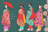 Japanese Fabric Maiko Border Dobby - teal - 50cm