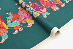 Japanese Fabric Maiko Border Dobby - teal - 50cm
