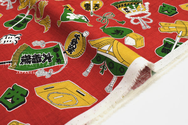 Japanese Fabric Sumo Symbols - red - 50cm