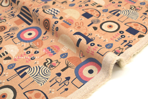 Japanese Fabric Cotton + Steel Mori No Tomodachi - Kinoko Yama Canvas - peach - 50cm