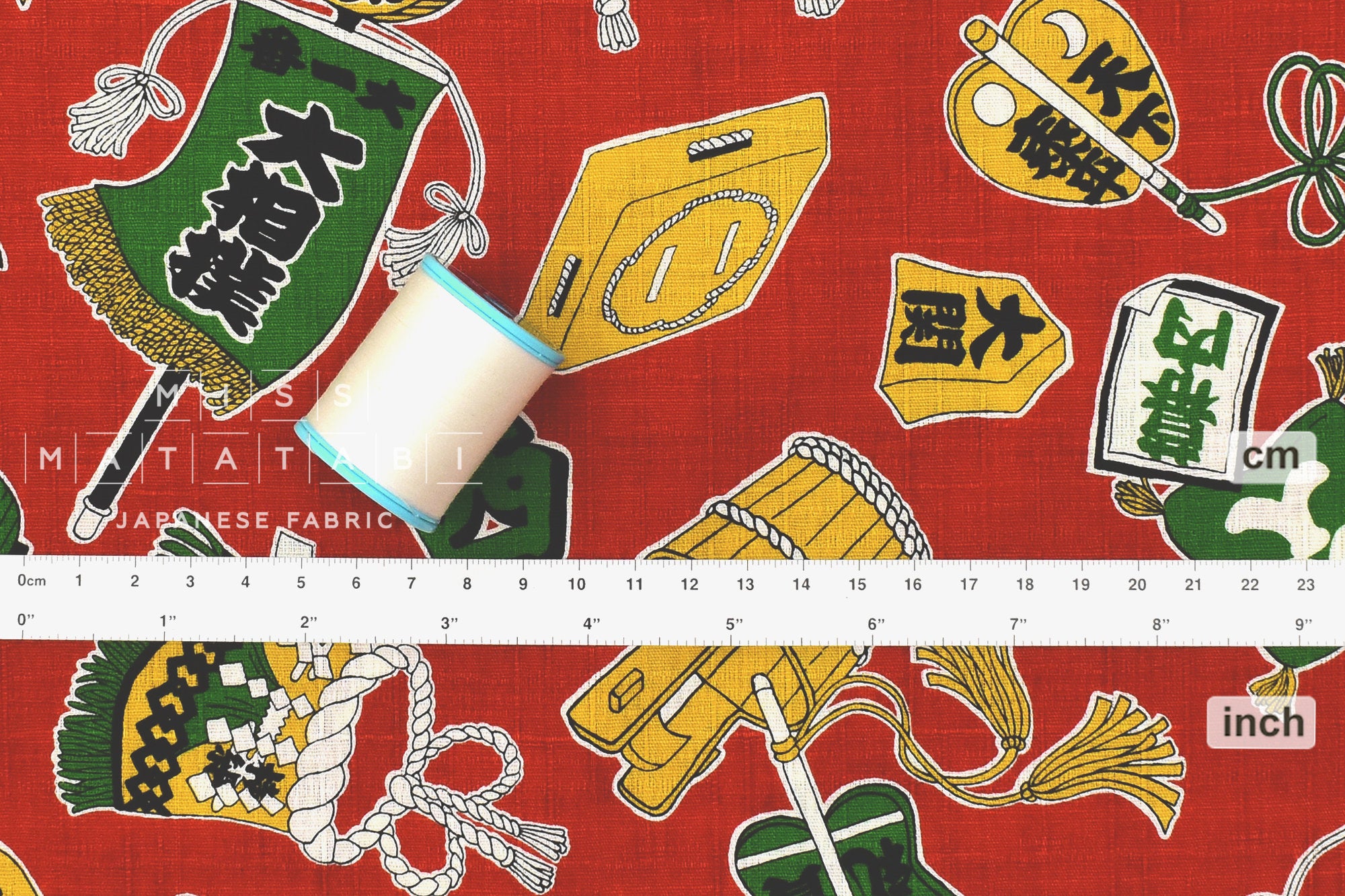 Japanese Fabric Sumo Symbols - red - 50cm