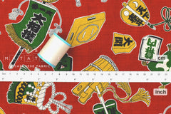 Japanese Fabric Sumo Symbols - red - 50cm