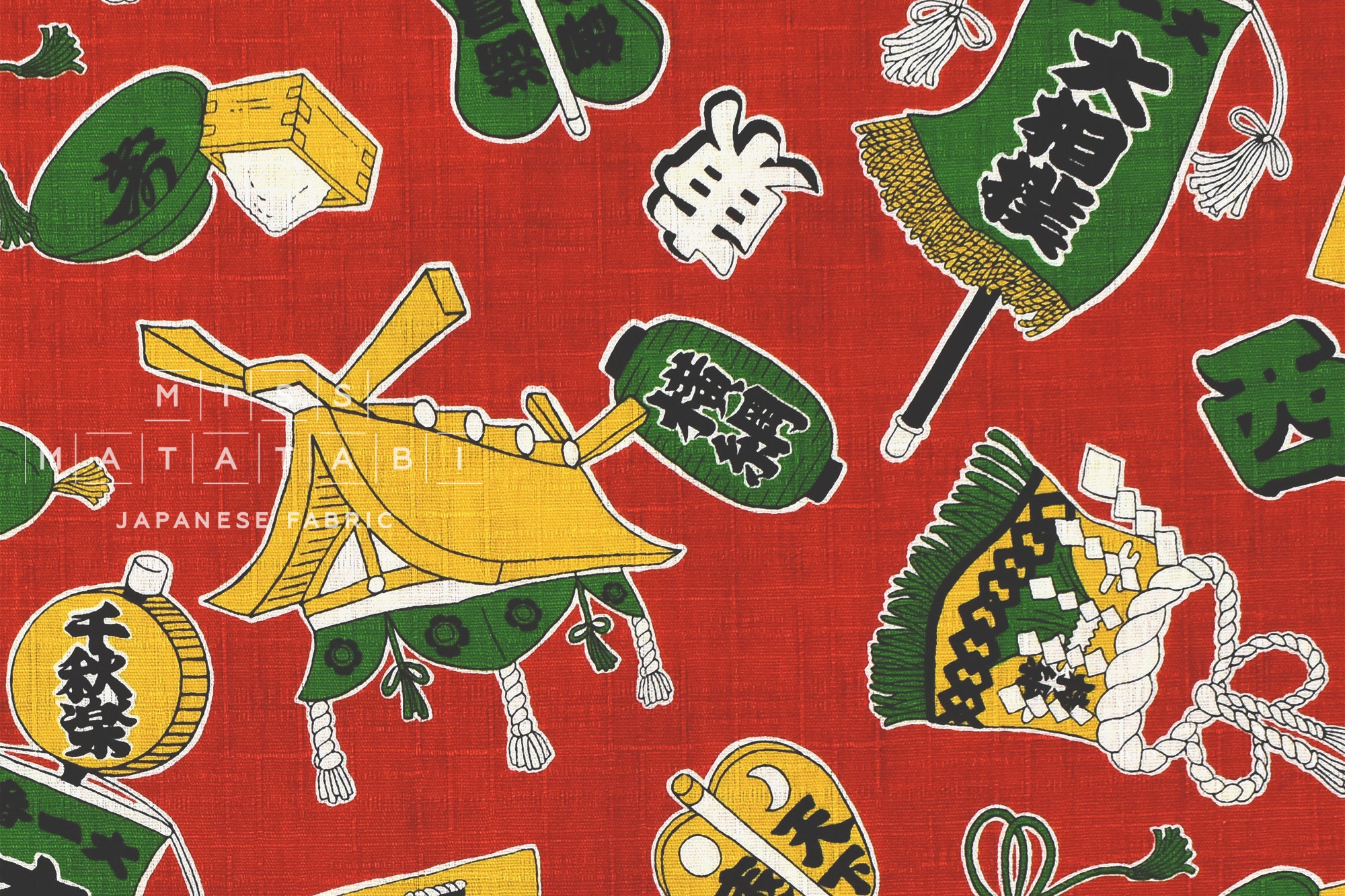 Japanese Fabric Sumo Symbols - red - 50cm
