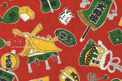 Japanese Fabric Sumo Symbols - red - 50cm