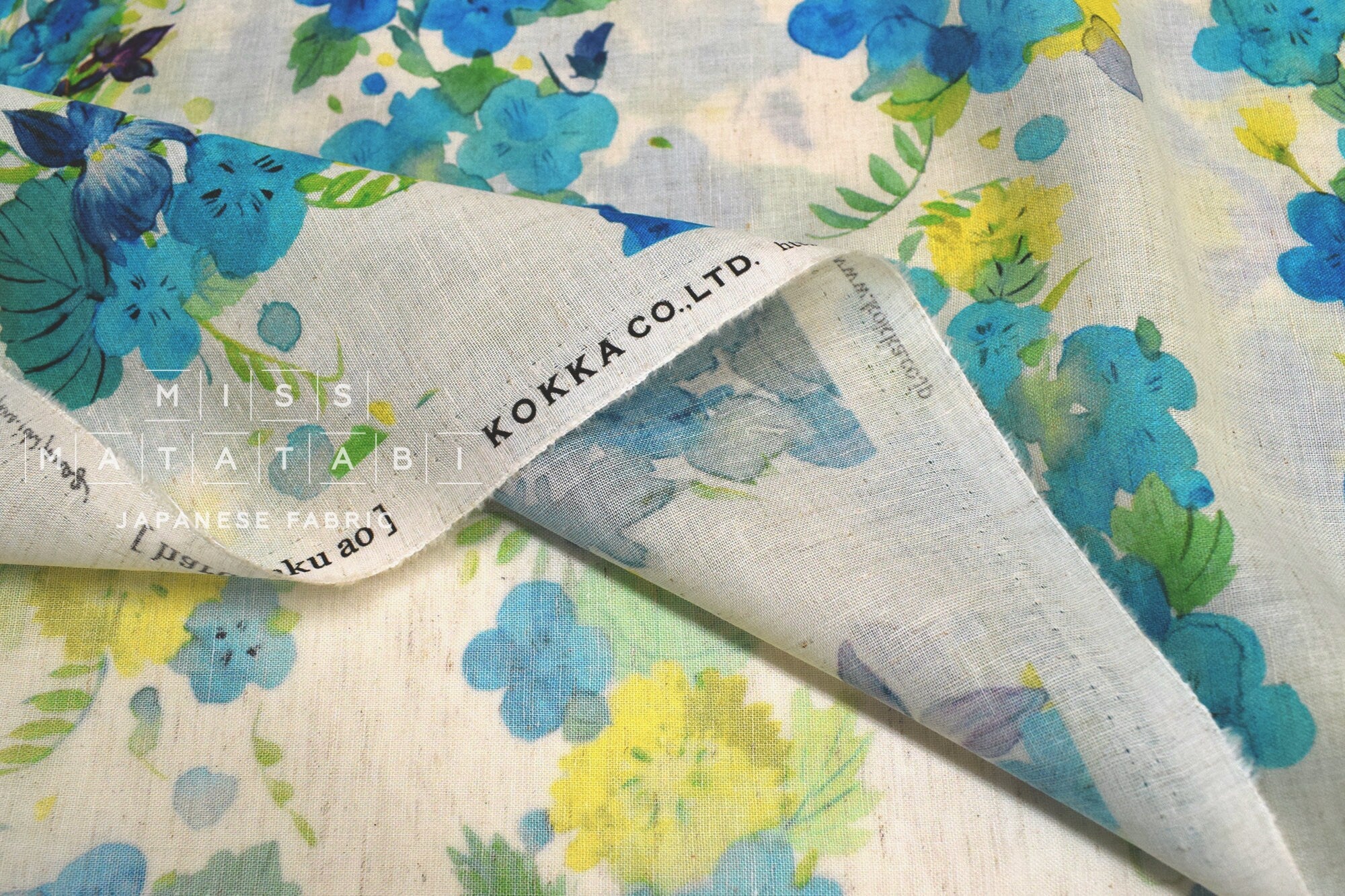 Japanese Fabric Kokka Yui haru saku ao - 50cm