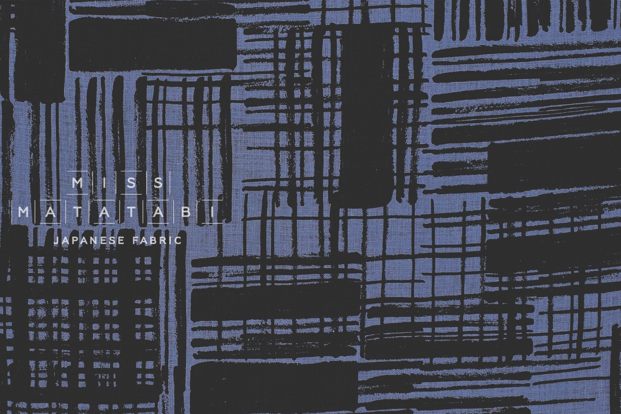 Japanese Fabric 100% Linen Screen - blue -  50cm