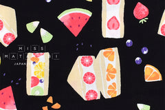 Japanese Fabric Kokka Fruit Sandwich - black - 50cm
