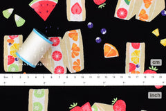 Japanese Fabric Kokka Fruit Sandwich - black - 50cm