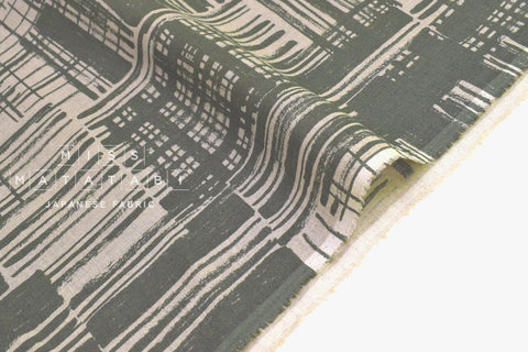 Japanese Fabric 100% Linen Screen - olive -  50cm