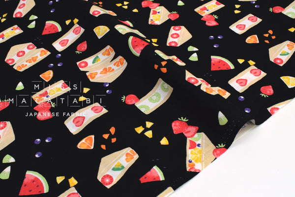 Japanese Fabric Kokka Fruit Sandwich - black - 50cm