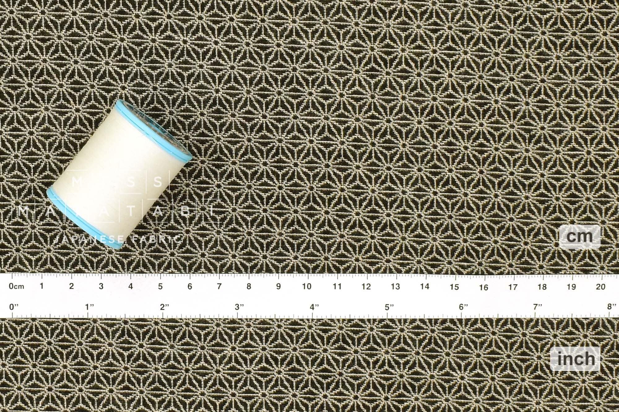 Japanese Fabric Yarn Dyed Woven Jacquard J - black, latte - 50cm
