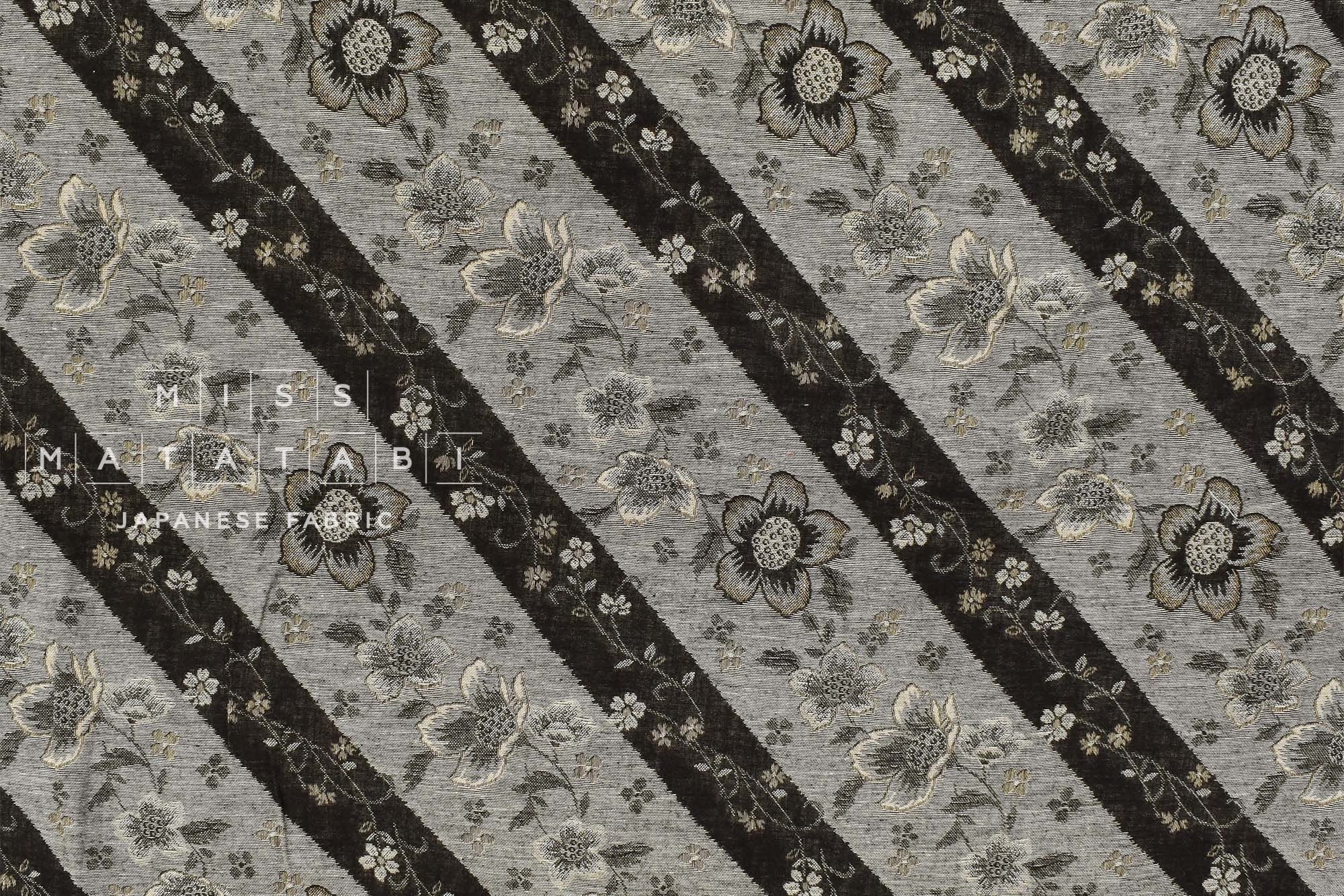 Japanese Fabric Yarn Dyed Woven Jacquard A - black, latte - 50cm