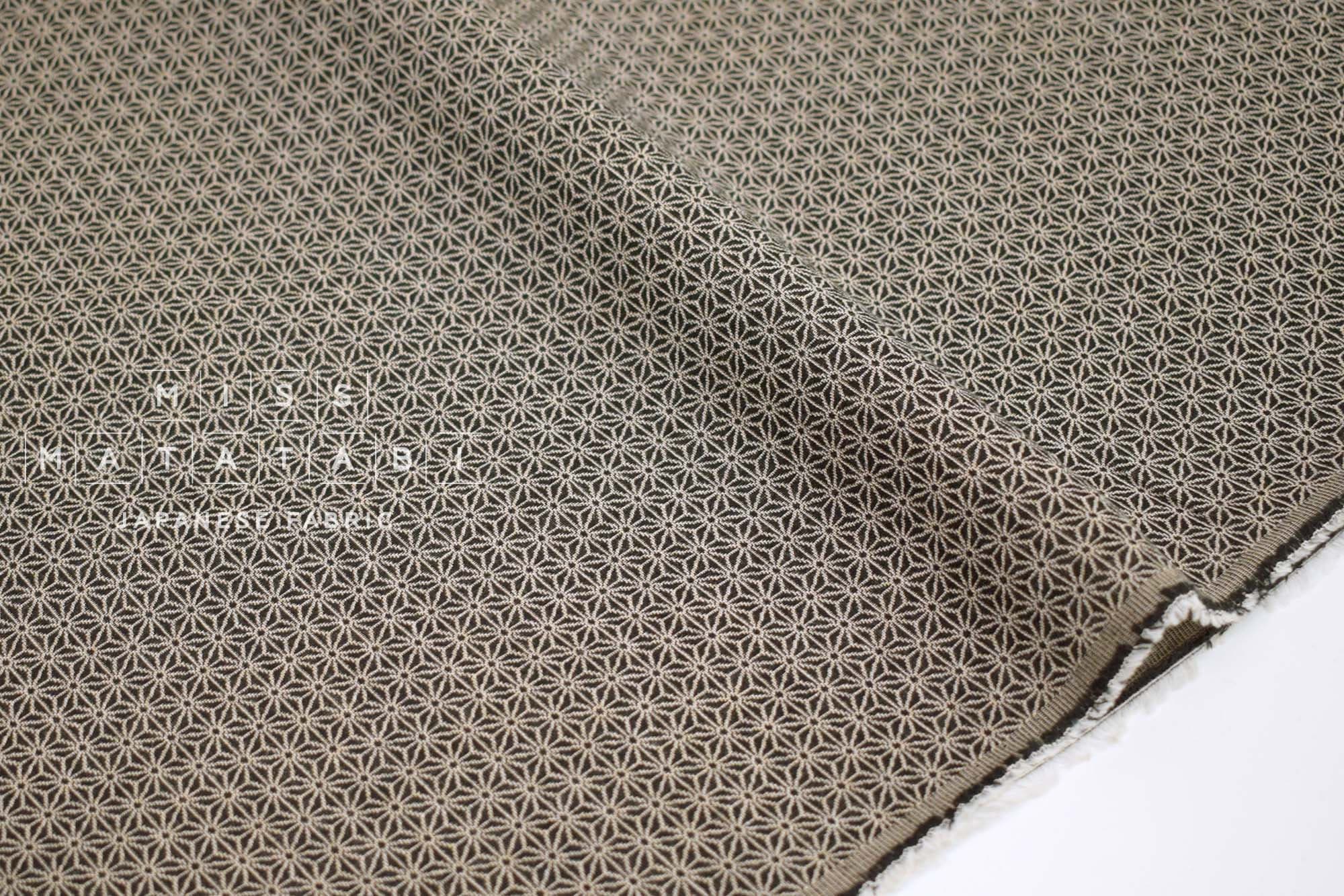 Japanese Fabric Yarn Dyed Woven Jacquard J - black, latte - 50cm