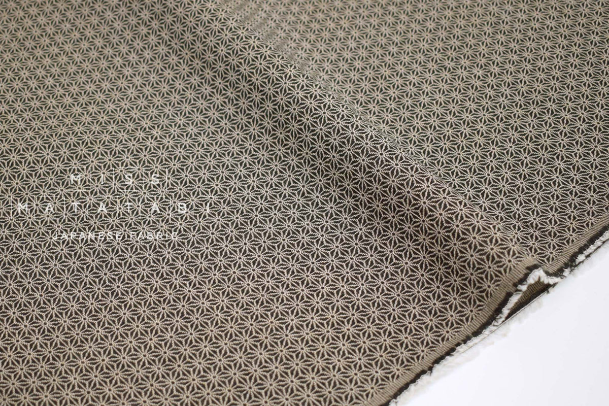 Japanese Fabric Yarn Dyed Woven Jacquard J - black, latte - 50cm