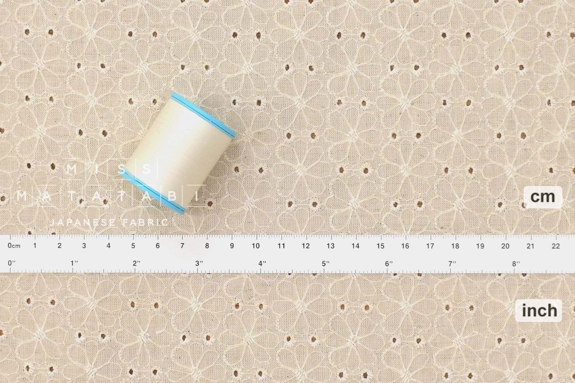 Japanese Fabric Embroidered Floral Eyelet - D - 50cm
