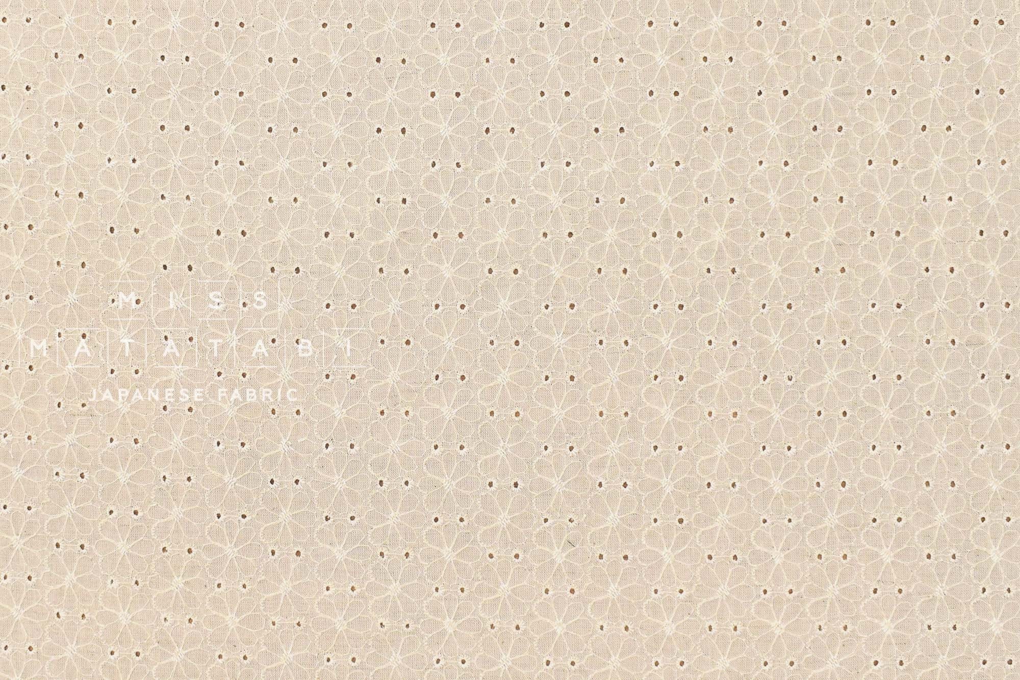 Japanese Fabric Embroidered Floral Eyelet - D - 50cm