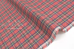 Japanese Fabric Vintage Style Plaid Shirting - red, blue, green -  50cm