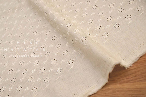 Japanese Fabric Embroidered Floral Eyelet - B - 50cm