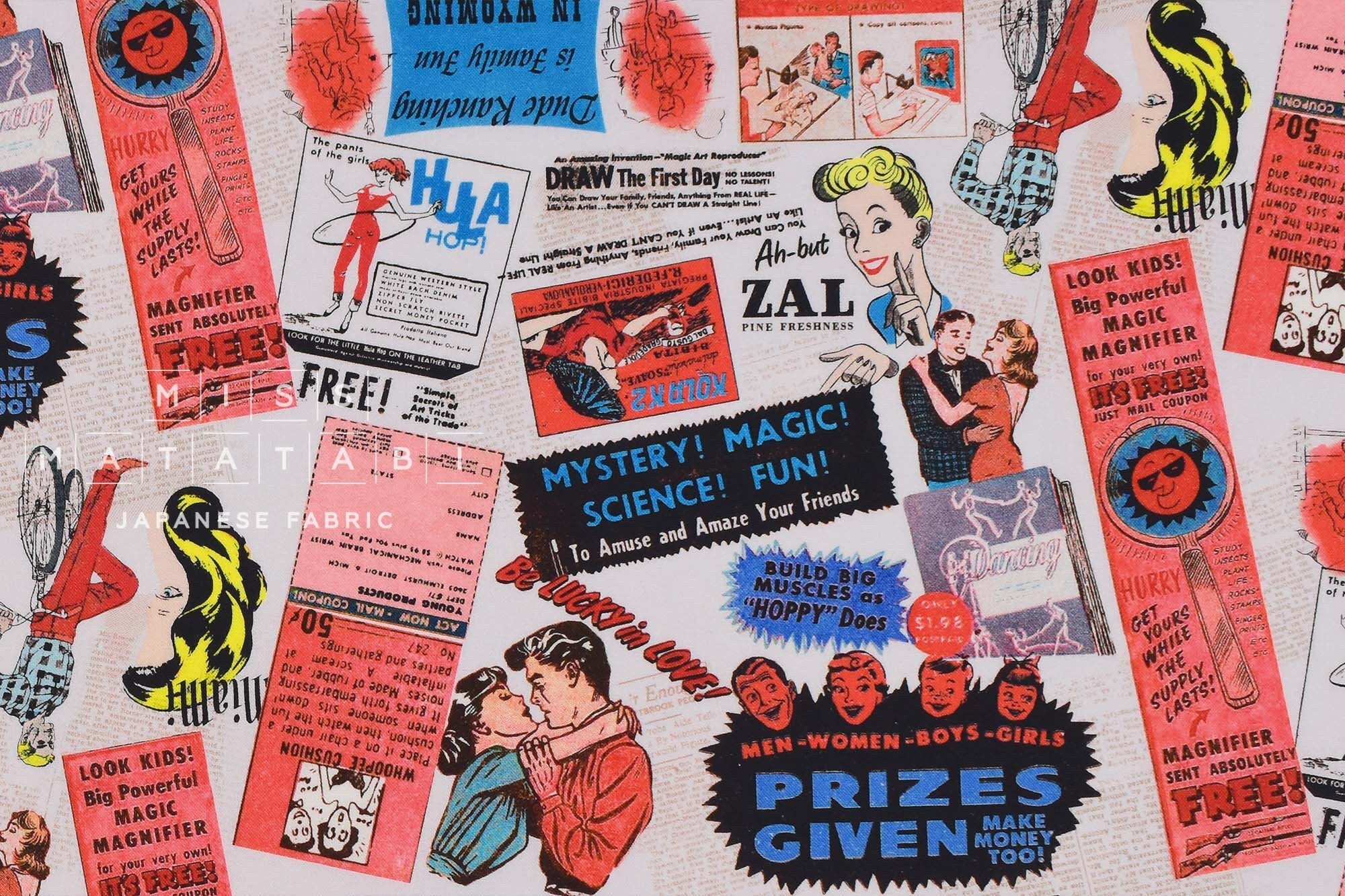 Japanese Fabric Vintage Ads - C - 50cm